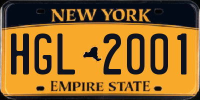 NY license plate HGL2001