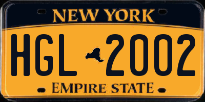 NY license plate HGL2002