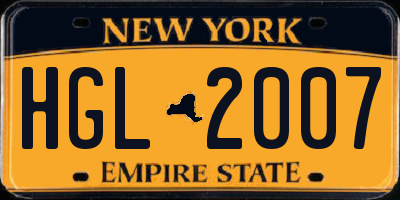 NY license plate HGL2007