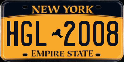 NY license plate HGL2008