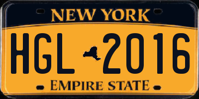 NY license plate HGL2016