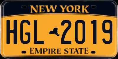 NY license plate HGL2019