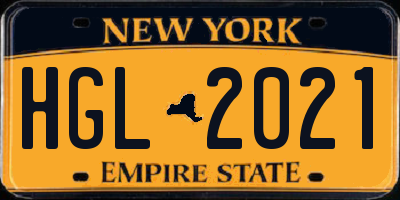 NY license plate HGL2021