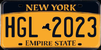 NY license plate HGL2023