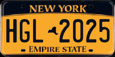 NY license plate HGL2025