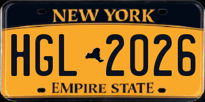 NY license plate HGL2026