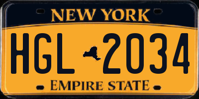 NY license plate HGL2034