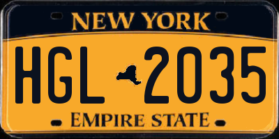 NY license plate HGL2035