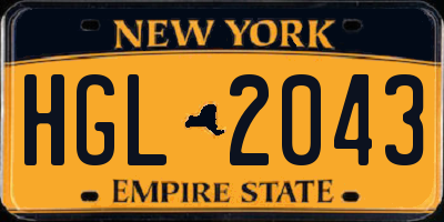 NY license plate HGL2043