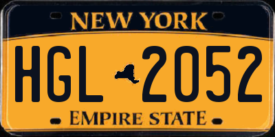NY license plate HGL2052