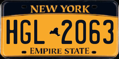 NY license plate HGL2063
