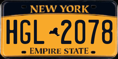 NY license plate HGL2078