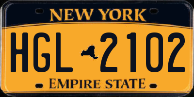 NY license plate HGL2102