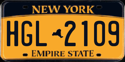 NY license plate HGL2109