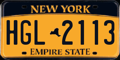 NY license plate HGL2113