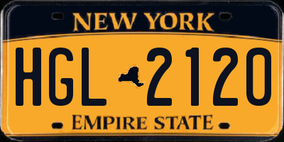 NY license plate HGL2120