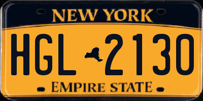 NY license plate HGL2130