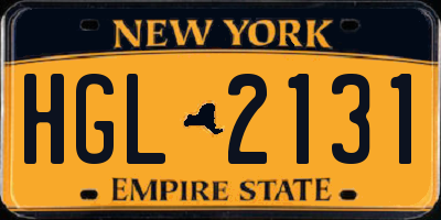 NY license plate HGL2131