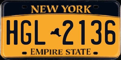 NY license plate HGL2136