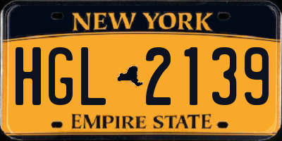 NY license plate HGL2139