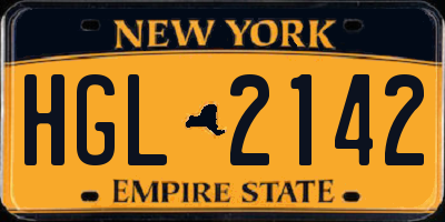 NY license plate HGL2142