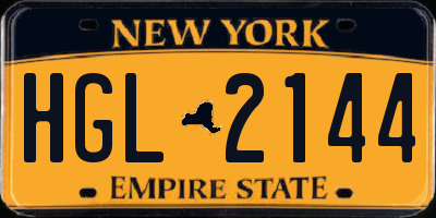 NY license plate HGL2144