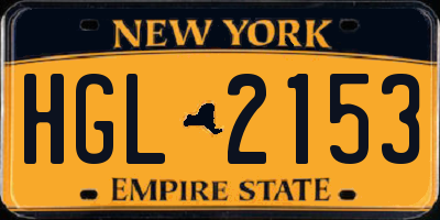 NY license plate HGL2153