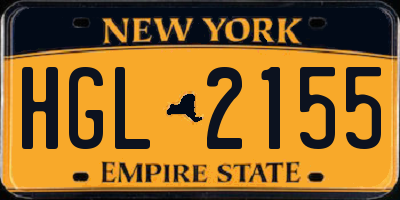 NY license plate HGL2155