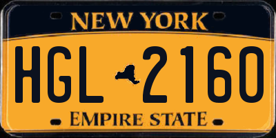 NY license plate HGL2160