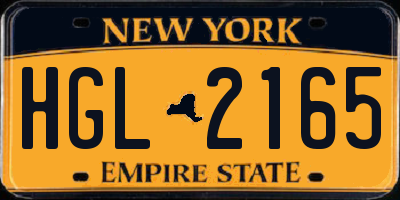 NY license plate HGL2165