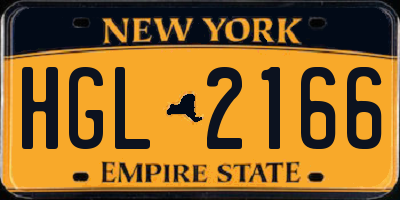 NY license plate HGL2166