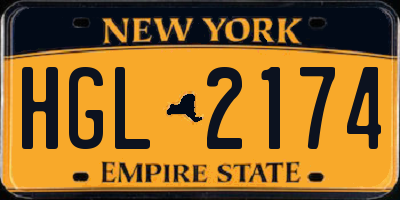 NY license plate HGL2174