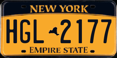 NY license plate HGL2177