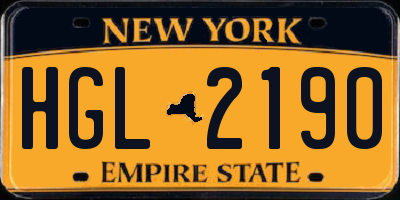 NY license plate HGL2190