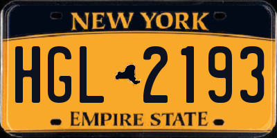 NY license plate HGL2193