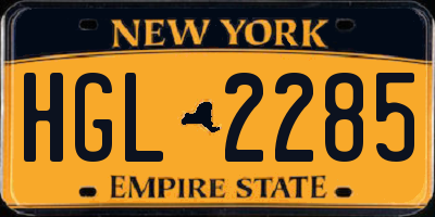 NY license plate HGL2285