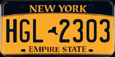 NY license plate HGL2303