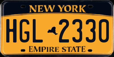 NY license plate HGL2330