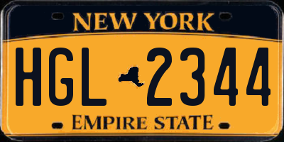 NY license plate HGL2344