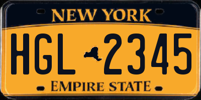 NY license plate HGL2345