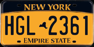 NY license plate HGL2361