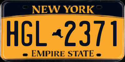 NY license plate HGL2371