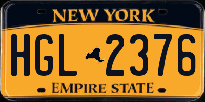 NY license plate HGL2376