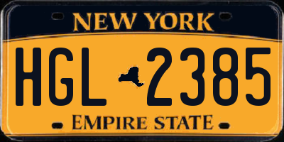 NY license plate HGL2385