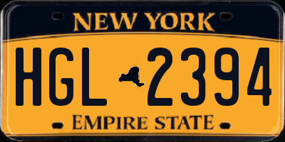 NY license plate HGL2394