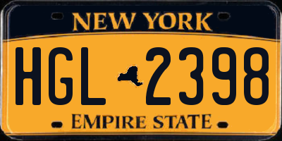 NY license plate HGL2398