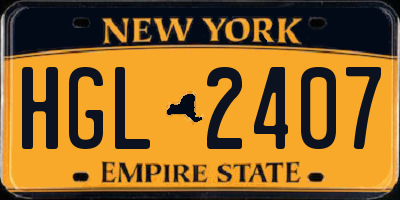 NY license plate HGL2407