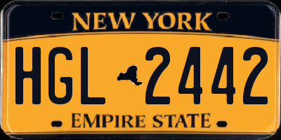 NY license plate HGL2442