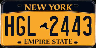 NY license plate HGL2443