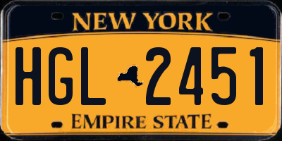 NY license plate HGL2451